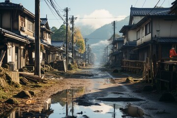 Fototapeta premium Japanese Town Natural Light, Generative AI