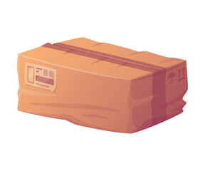 Crumpled Cardboard Box as Packaging and Shipping Container Vector Illustration