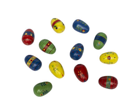 colored and decorated eggs