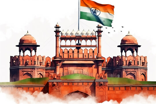 Indian flag hoising on the Red Fort