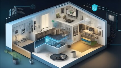 Fototapeta na wymiar Connected Living: Unleashing the Potential of Smart Homes and IoT Systems