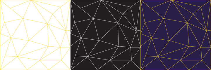 Crystal or triangle abstract seamless pattern. Mesh, network. Background with elegant golden vector lines.