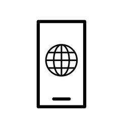 smartphone icon with internet symbol 