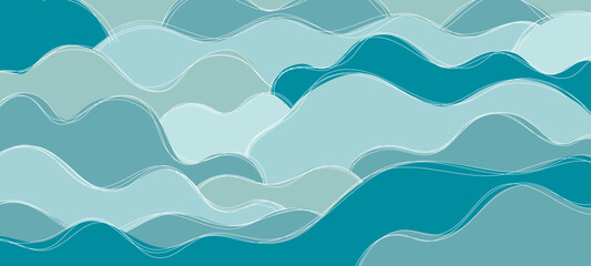 sea waves pattern. abstract wave background. Blue water wave line deep sea pattern background banner vector illustration.