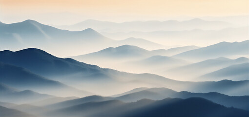 Fototapeta premium sunrise over the misty mountains at morning, created using generative AI tools