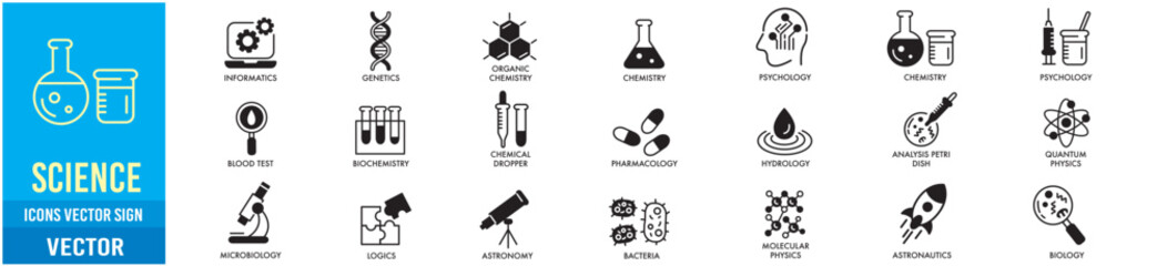 Science line icons set collection vector illustration.