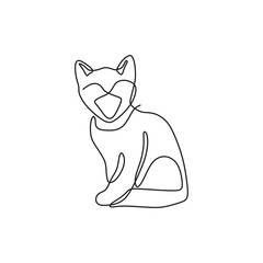 continous line art cat animal black line draw conceptual 