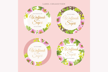 pink floral label in vintage style