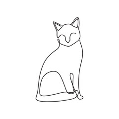 continous line art cat animal black line draw conceptual 
