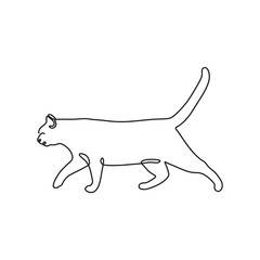 continous line art cat animal black line draw conceptual 