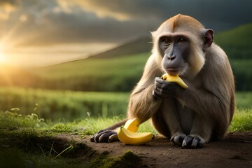 monkey with banana generative by AI tool