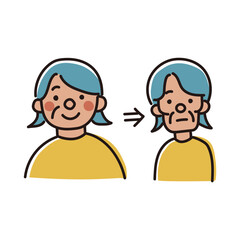 体重が減ってきた高齢女性のイラスト