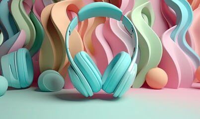 Colorful abstract headphones, perfect for music lovers. Creating using generative AI tools
