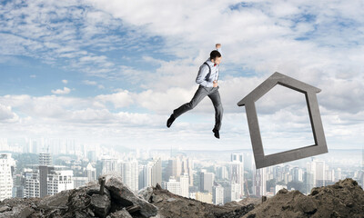 Crashing real estate market concept.