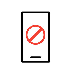 smartphone icon with banned or stop icon