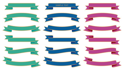 金の縁がついた高級感のあるタイトルリボンのセット(緑 青 紫)