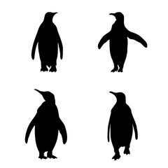 Vector Illustration Of A Penguin.Silhouete Of A Penguin Suitable For A Logo And Mascot.