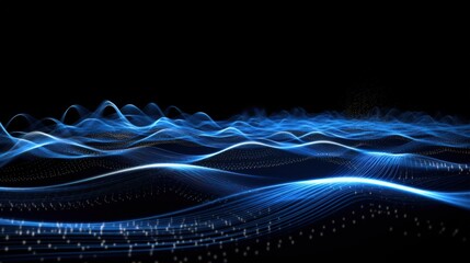 Visualization of sound waves. Abstract futuristic background with colorful glowing neon moving high speed wave lines and bokeh lights. Data transfer concept. Fantastic wallpaper. Generative AI