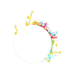 Colorful paint splatters background with circles