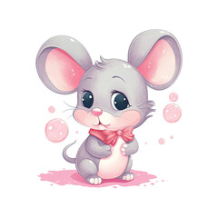Fototapeta premium Cute mouse with big eyes AI generative
