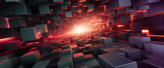 Obraz premium Blast shock wave coming through the corridor. Sicifi abstract background.