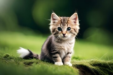 Naklejka na ściany i meble kitten on grass