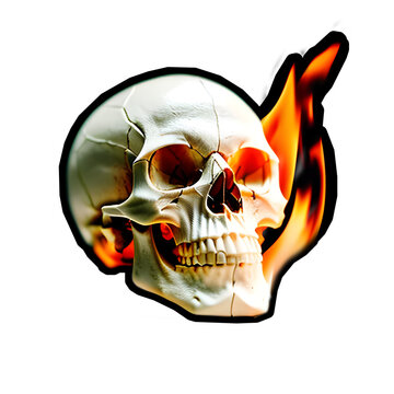 cool skull illustration on transparent background
