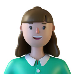 3d female cartoon character avatar isolated in 3d rendering