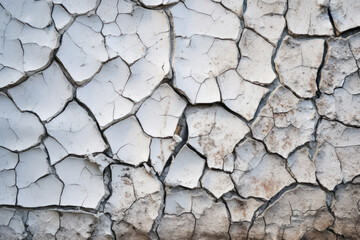 Obraz premium Intricate patterns and textures of a cracked concrete surface, showcasing the beauty and character of weathered urban landscapes. Generative AI.