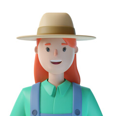 3d farmer cartoon character avatar isolated in 3d rendering