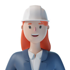3d architect cartoon character avatar isolated in 3d rendering