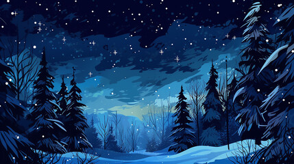WINTER WONDERLAND BACKGROUND STARRY NIGHT SKY. GENERATIVE AI