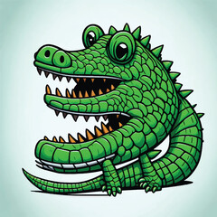 vector illustration of crocodile cartoon isolated white background