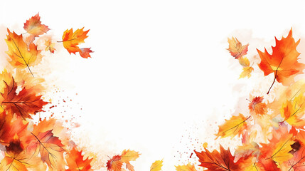 Naklejka na ściany i meble White frame autumn foliage header on white background 