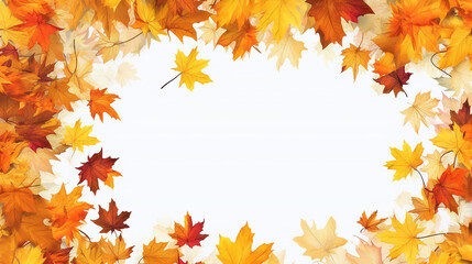 Naklejka na ściany i meble White frame autumn foliage header. 