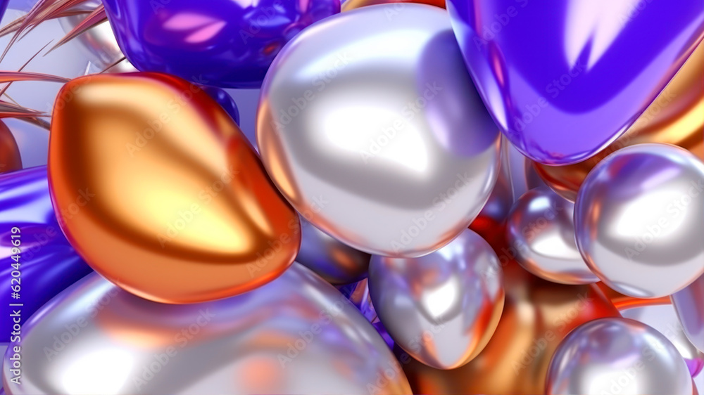 Poster 3d render of colorful balloons in the shape of a heart. generative ai