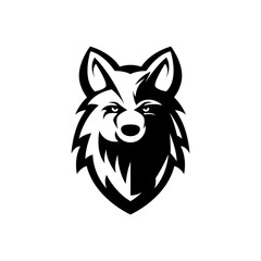 Wolf Head. Wolf logo icon symbol black and white vintage template vector