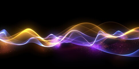 Naklejka premium Visualization of sound waves. Abstract futuristic background with colorful glowing neon moving high speed wave lines and bokeh lights. Data transfer concept. Fantastic wallpaper. Generative AI