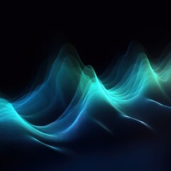 Visualization of sound waves. Abstract futuristic background with colorful glowing neon moving high speed wave lines and bokeh lights. Data transfer concept. Fantastic wallpaper. Generative AI