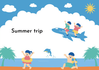 夏旅行を楽しむ子供たち