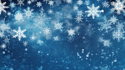 Christmas blue background with snow. 