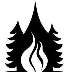 Forest fire burning icon