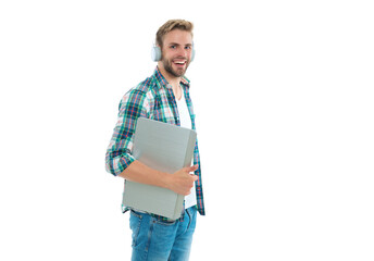 millennial man student isolated on white, banner. millennial man student on background.