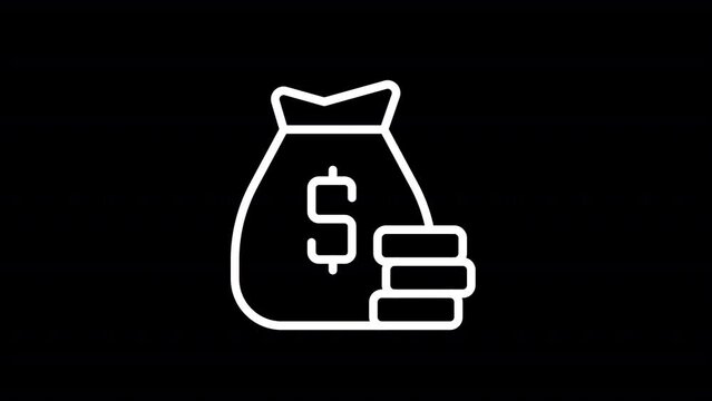 Animated company investors line icon. Business funding. Startup finance. White linear HD video footage for night mode. Looped isolated symbol animation on black with alpha channel transparency