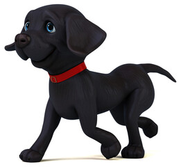 Fun 3D cartoon black Labrador retriever