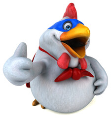 Fun 3D cartoon illustration of a chicken superhero