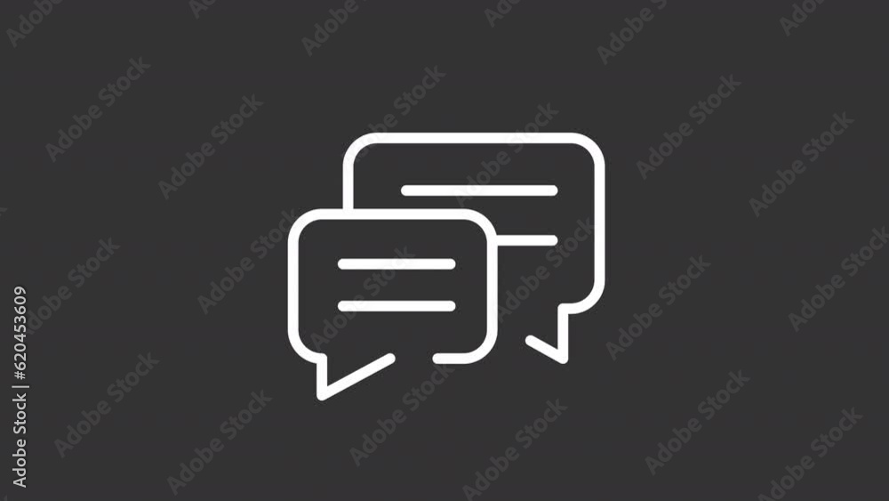 Poster animated get feedback line icon. message bubbles. client management. white linear hd video footage f
