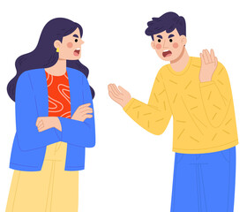 Illustration of a young couple arguing