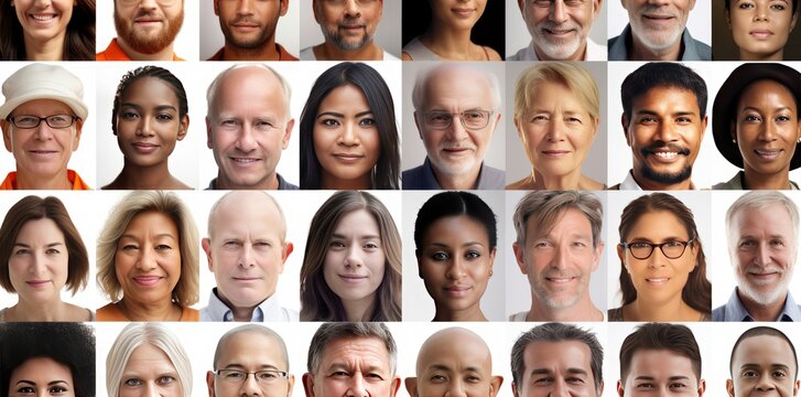 Diversity panel of people looking at camera. Generative AI