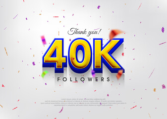 Colorful theme greeting 40k followers, thank you greetings for banners, posters and social media posts.